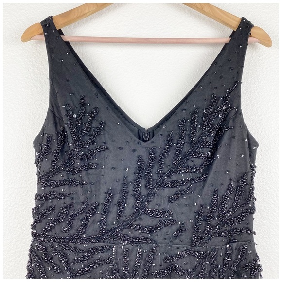 NWT Adrianna Papell Black Beaded Gown Size 8 - Picture 4 of 12